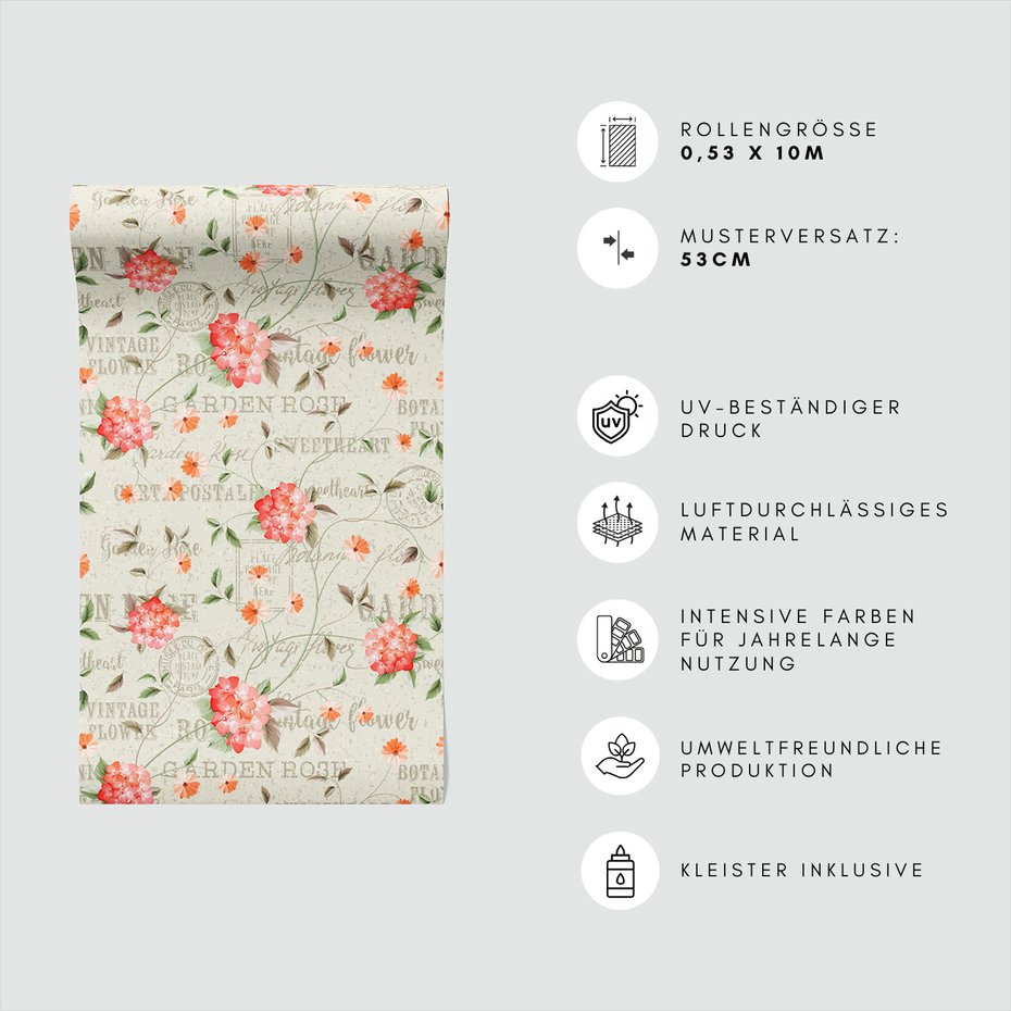 Tapeta - kwiaty, hortensje, retro