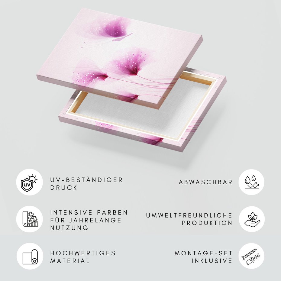 Obraz na płótnie - kwiaty, motyl, abstrakcja