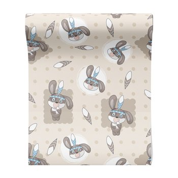 Tapeta - dziecięca, królik, pióro, kropki