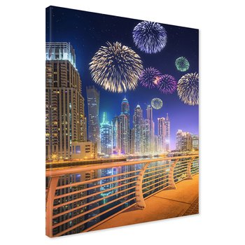 Obraz na płótnie - miasto, fajerwerki, noc