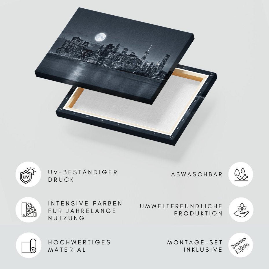 Obraz na płótnie - miasto, noc, księżyc