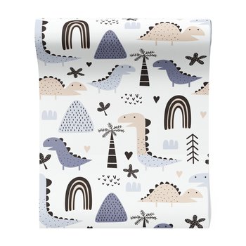 Tapeta - dziecięca, dinozaury, palmy, serca