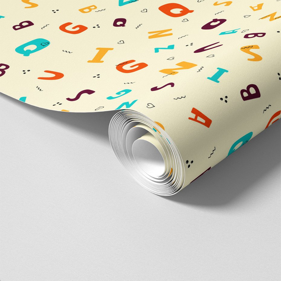 Tapeta - dziecięca, litery, alfabet,