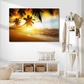 Obraz na płótnie - plaża, palmy, zachód słońca