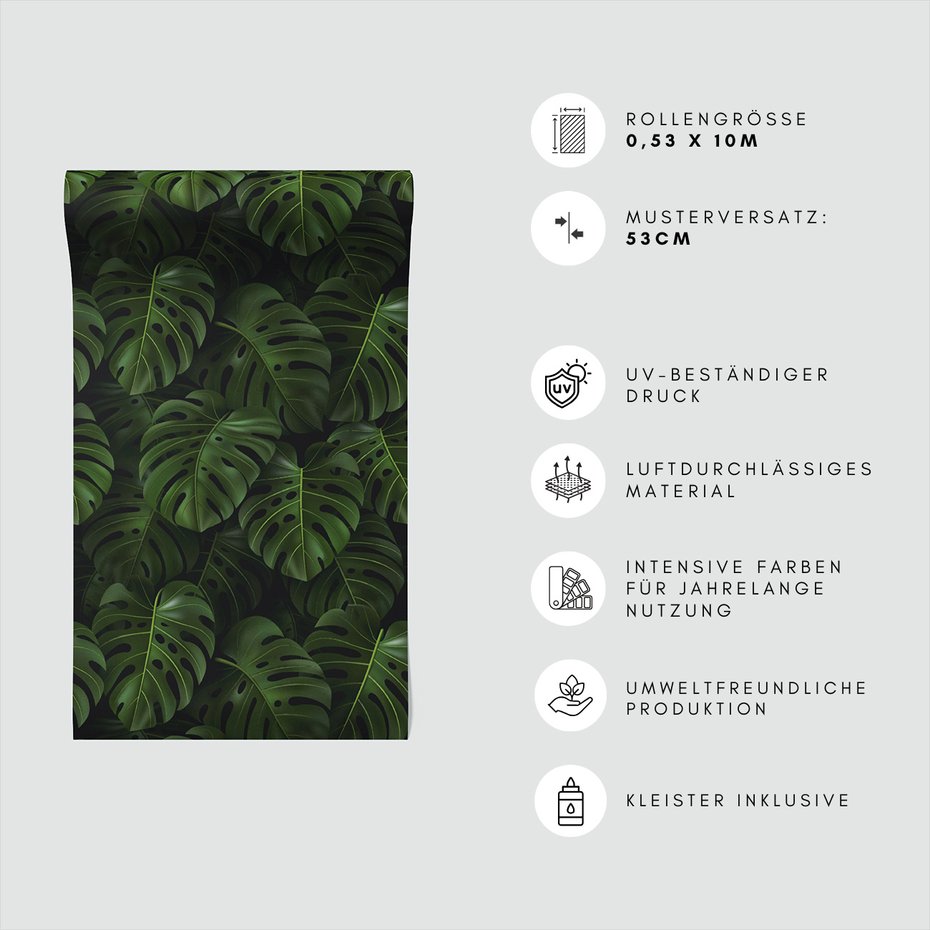 Tapeta - liście, monstera, tropiki