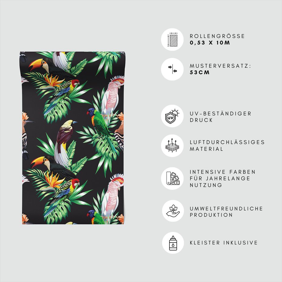 Tapeta - ptaki, liście, tropiki