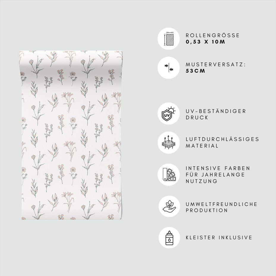 Tapeta - kwiaty, liście, wzór