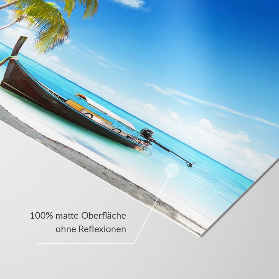 Fototapeta - plaża, palmy, łódź