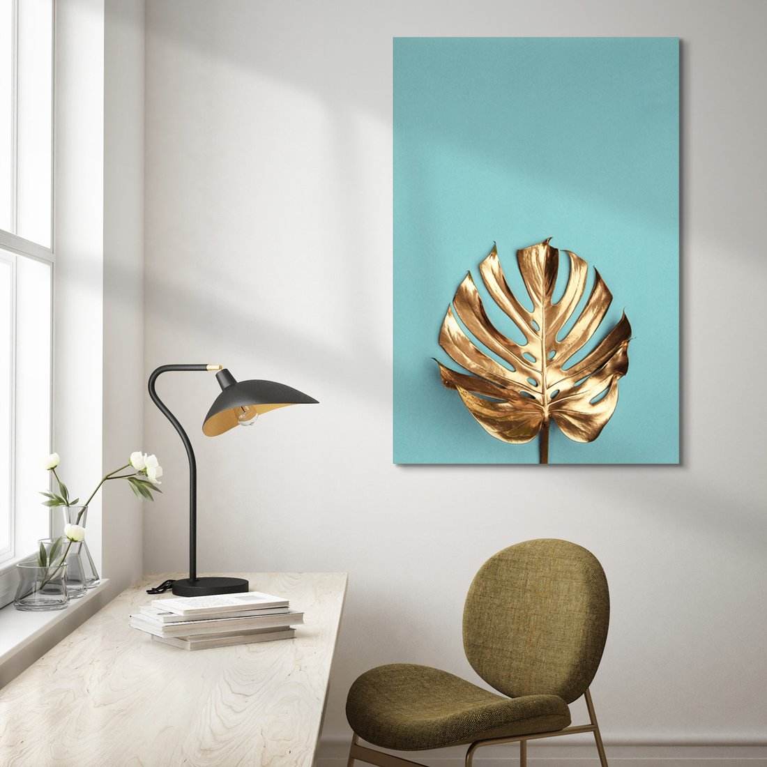 Obraz na płótnie - liść, złoto, abstrakcja
