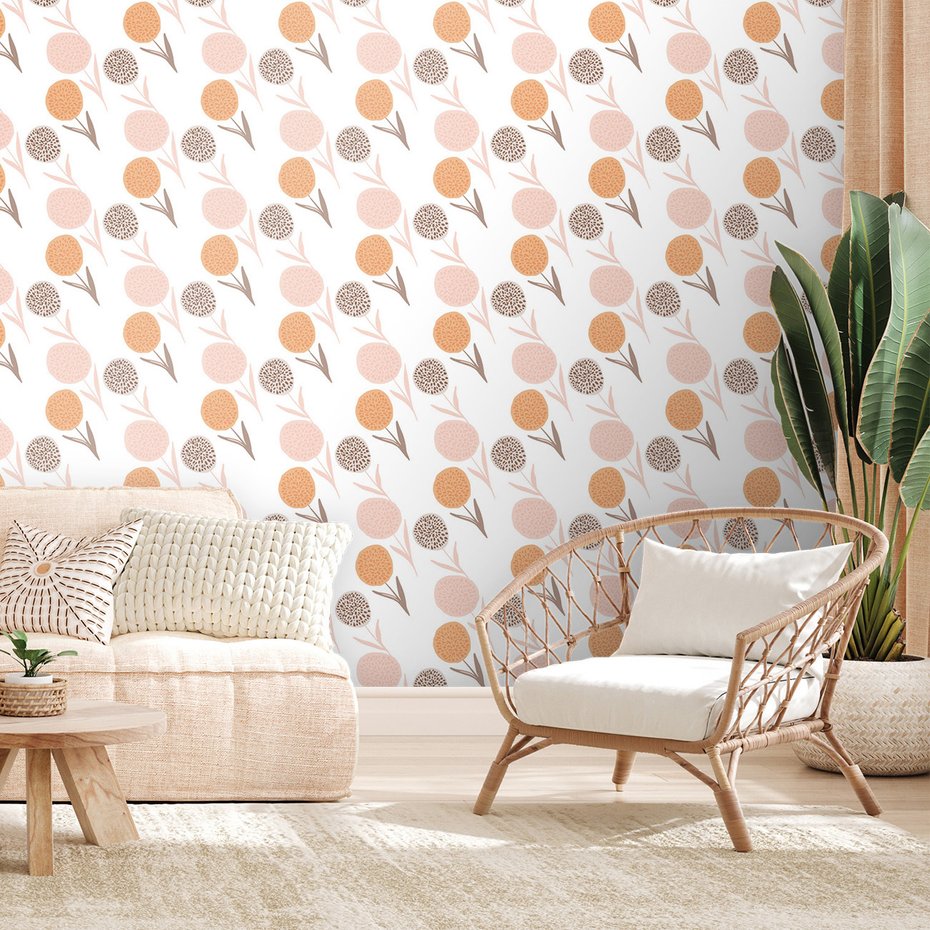 Tapeta - kwiaty, liście, abstrakcja