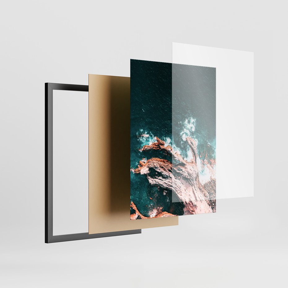 Zestaw obrazy w ramie, plakaty - morze, skały, ocean - rama czarna