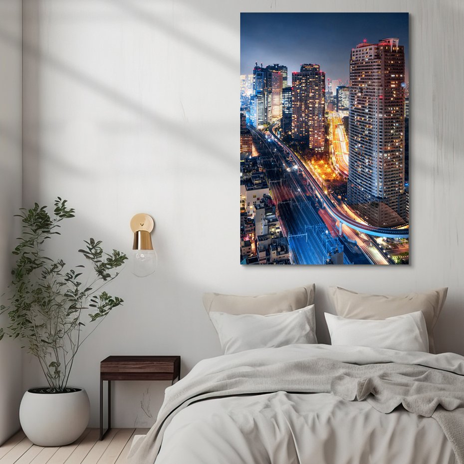 Obraz na płótnie - miasto, noc, budynki