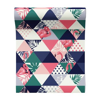 Tapeta - flamingo, trójkąt, liście