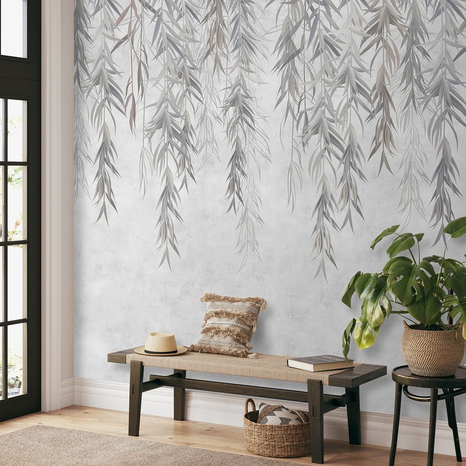 Fototapeta - beton, wiszące, liście