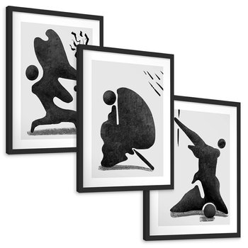 Zestaw obrazy w ramie, plakaty - abstrakcja,minimalizm,nowoczesne - rama czarna