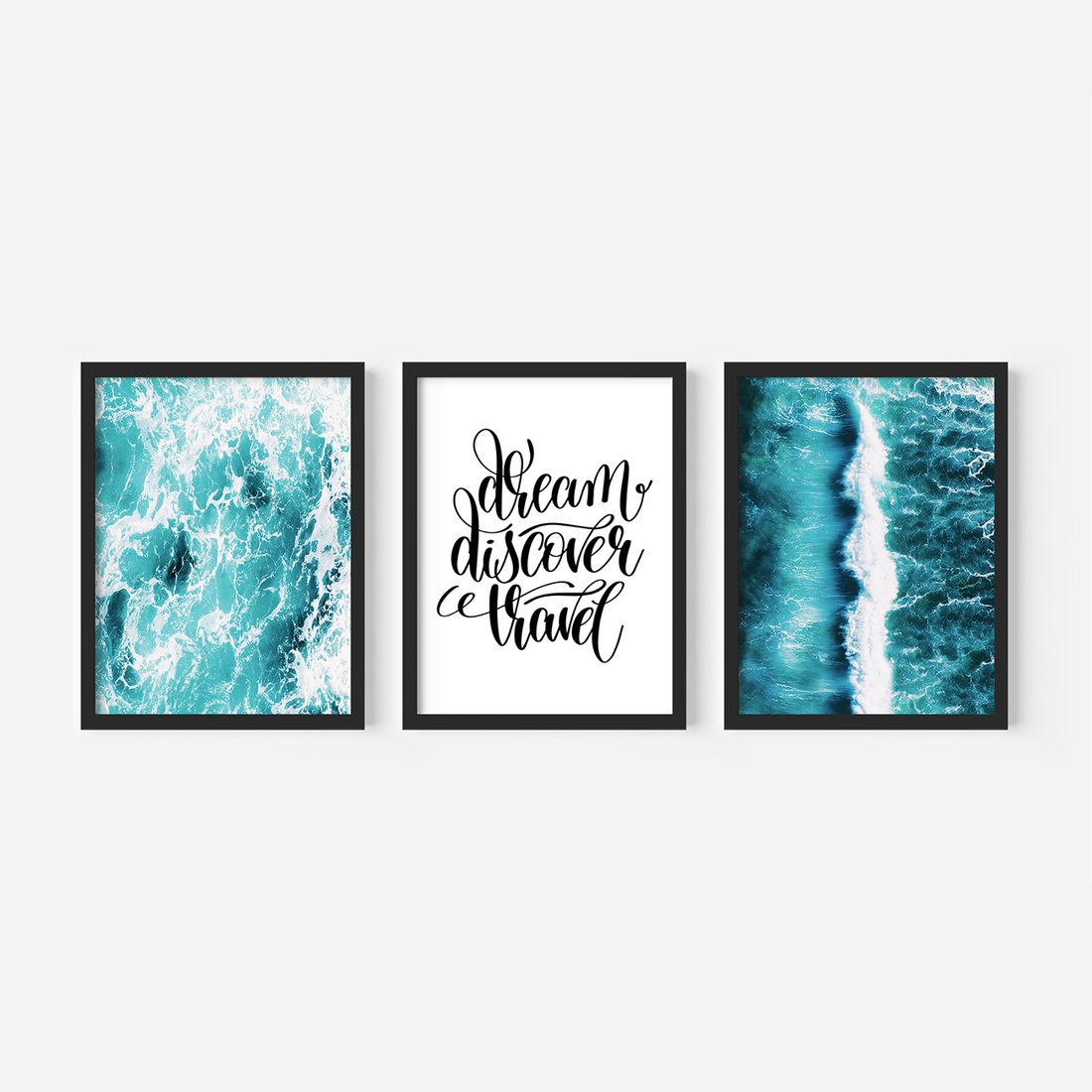 Zestaw obrazy w ramie, plakaty - woda, morze, ocean - rama czarna