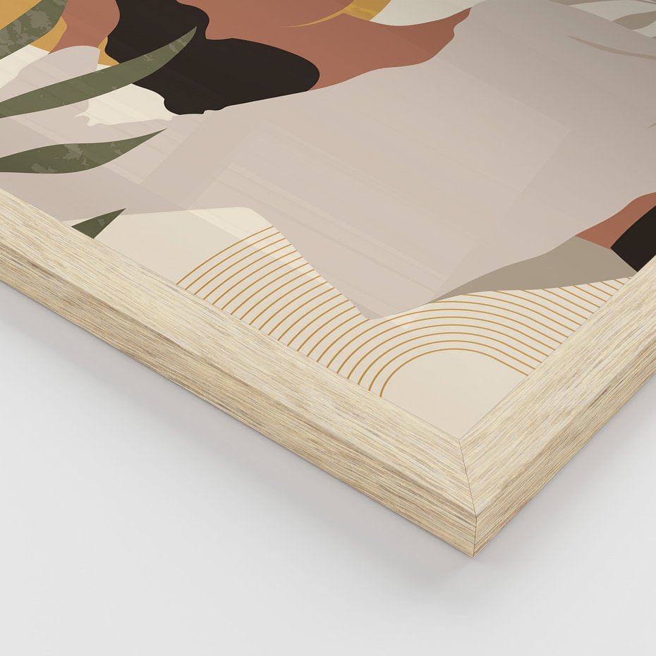 Zestaw obrazy w ramie, plakaty - kobiety, abstrakcja, boho - rama drewno