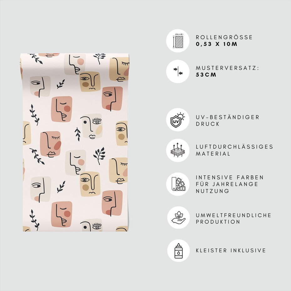 Tapeta - twarz, liście, abstrakcja