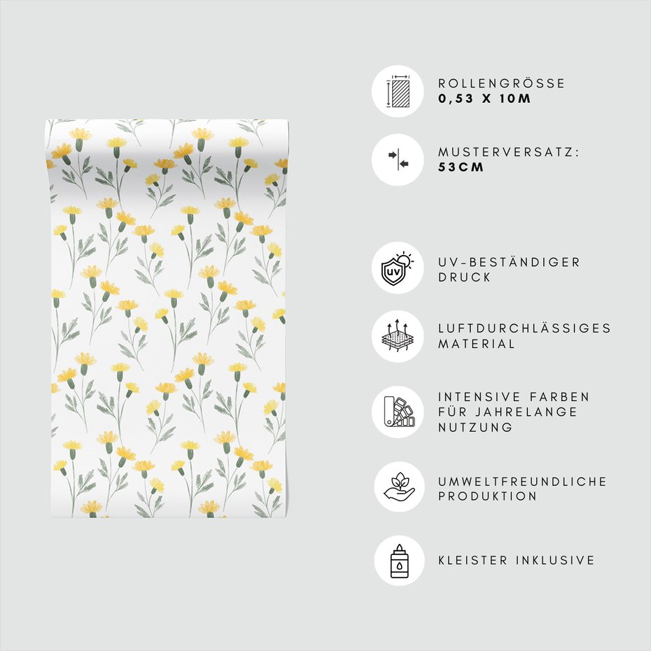 Tapeta - kwiaty, liście, łodygi