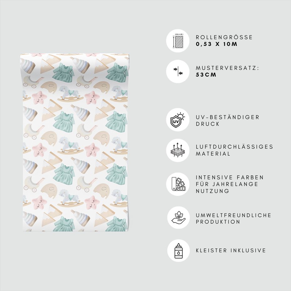 Tapeta - dziecięca, ilustracje, zabawki, dziecięca