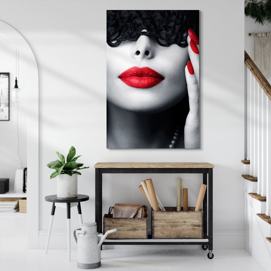 Obraz na płótnie - kobieta, usta, maska