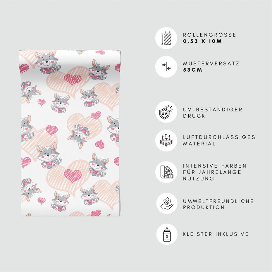 Tapeta - dziecięca, szop, serca