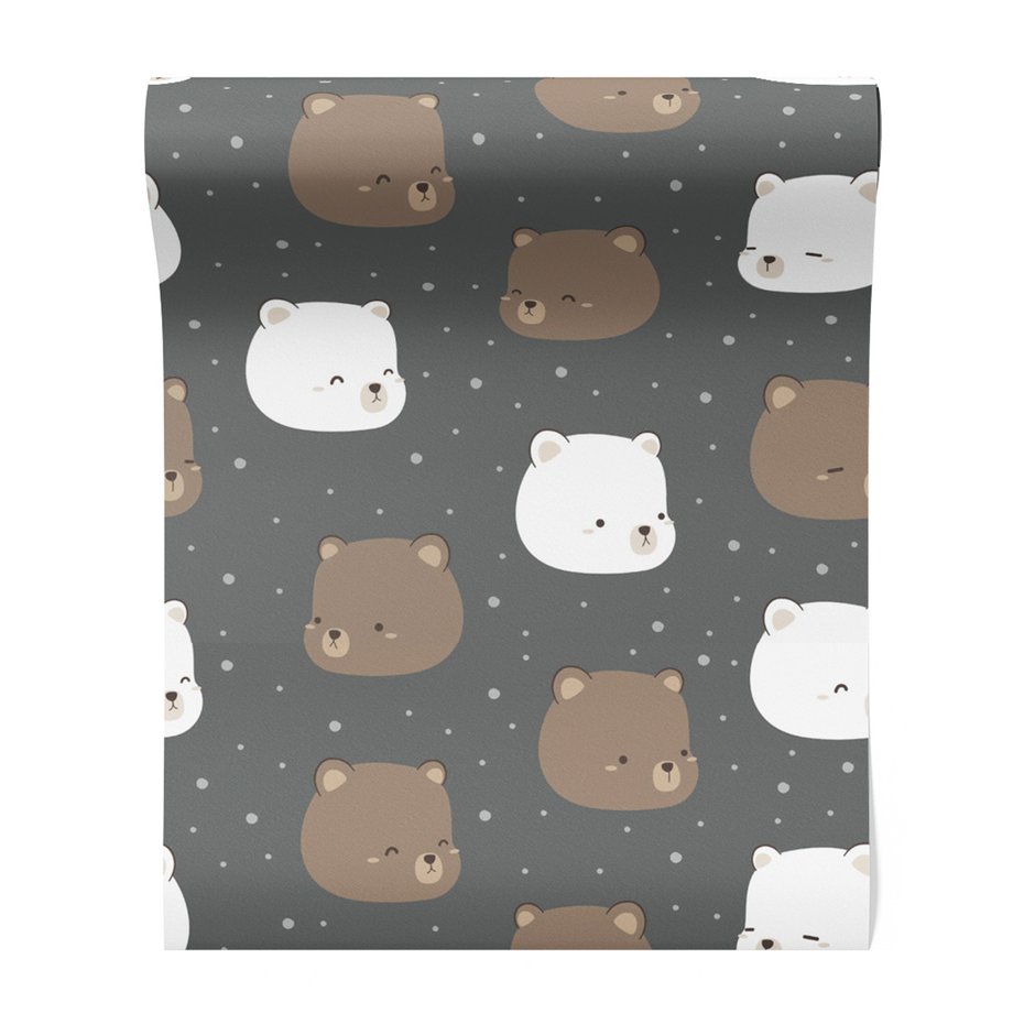 Tapeta - dziecięca, misie, tło, kropki