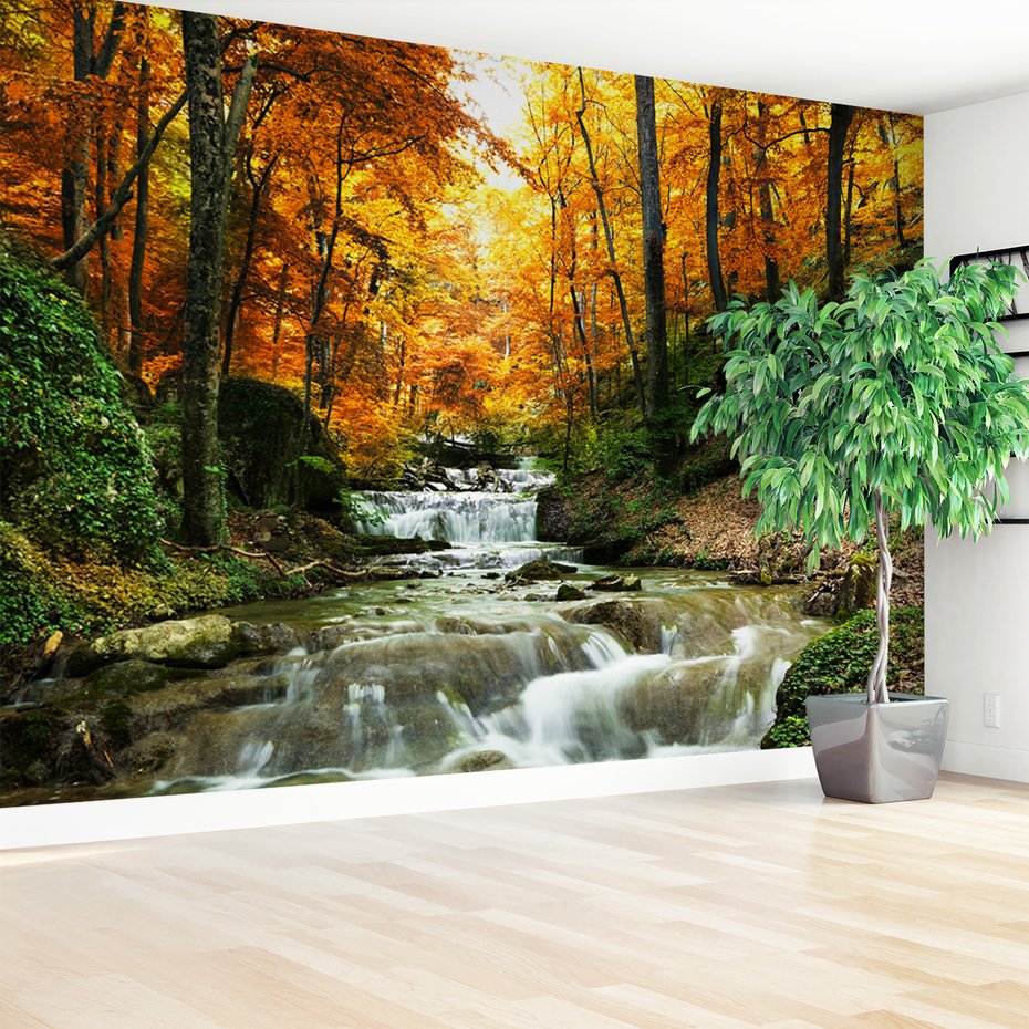 Fototapeta - jesień, las, wodospad