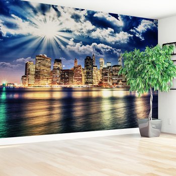 Fototapeta - miasto, noc, woda