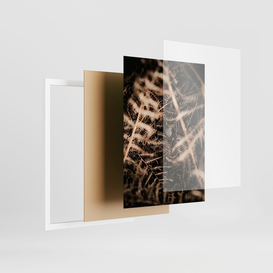 Zestaw obrazy w ramie, plakaty - natura, liście, góry - rama biała