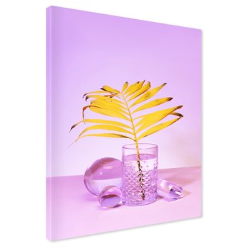 Obraz na płótnie - liść, szkło, kula