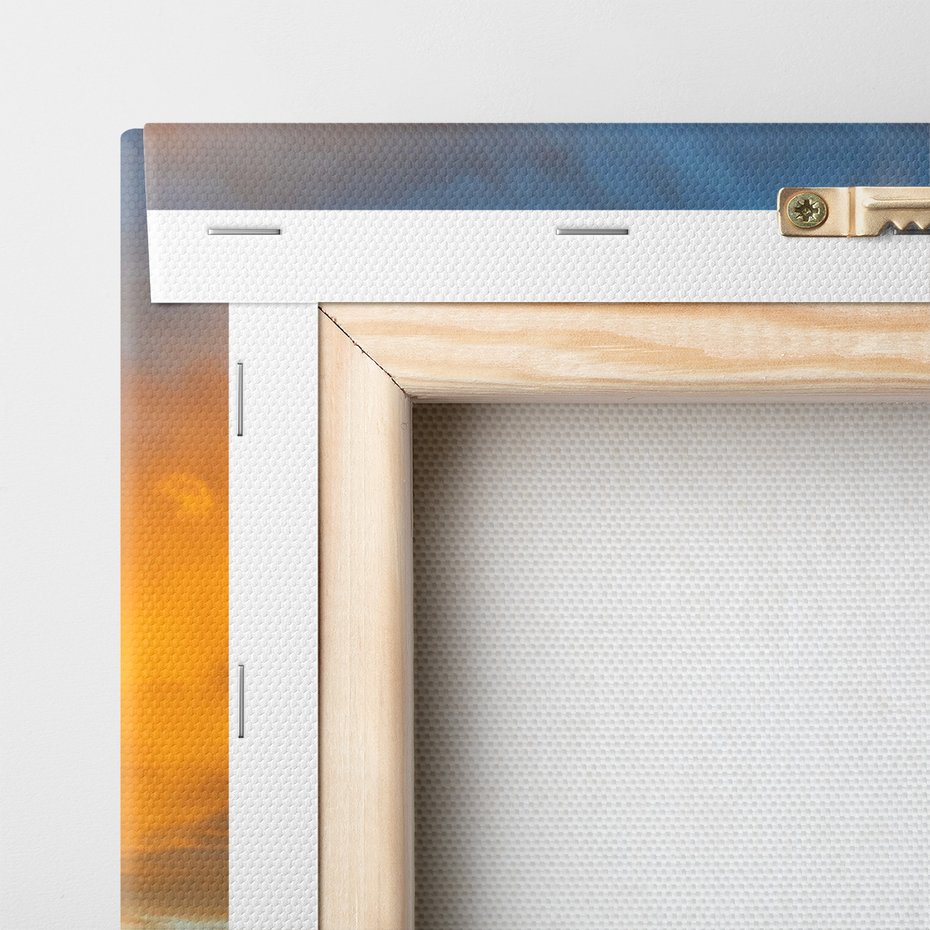 Obraz na płótnie - zachód słońca, kwiaty, pole