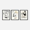 Zestaw obrazy w ramie, plakaty - abstrakcja, rysunek, minimalizm - rama czarna