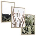 Zestaw obrazy w ramie, plakaty - góry, kaktus, rośliny - rama drewno