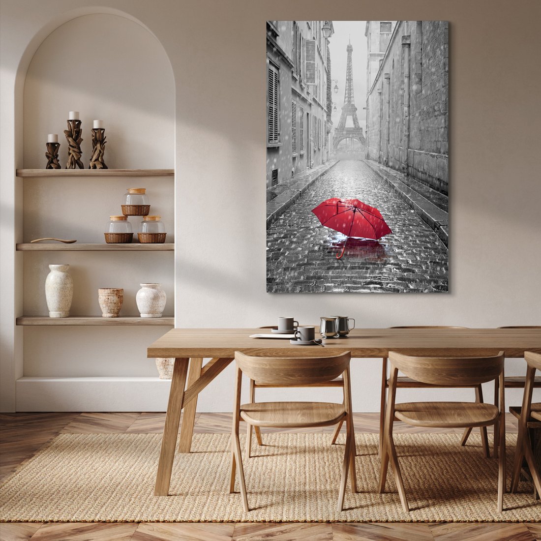 Obraz na płótnie - Paryż, ulica, deszcz