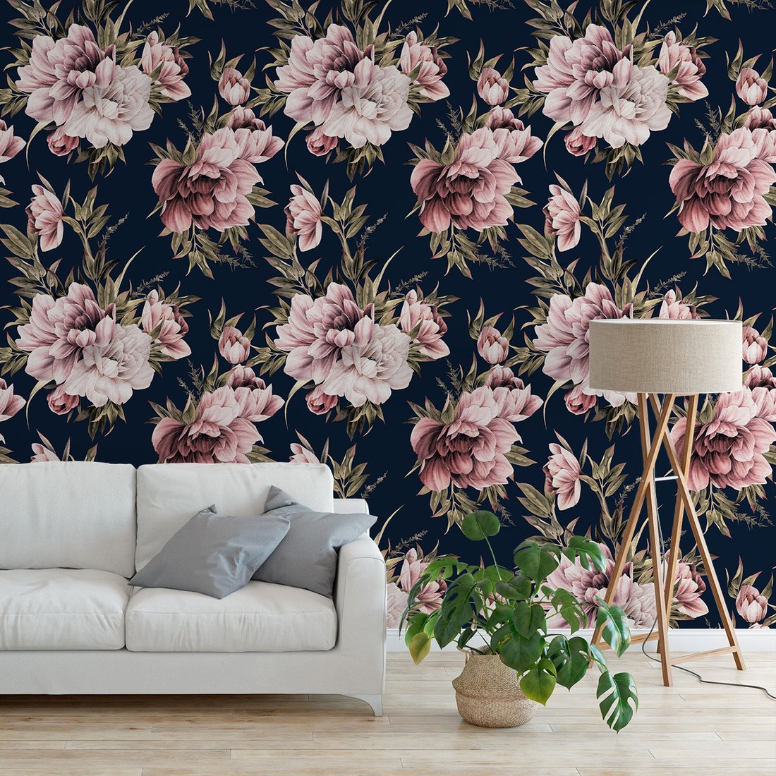 Tapeta - kwiaty, liście, ornamenty