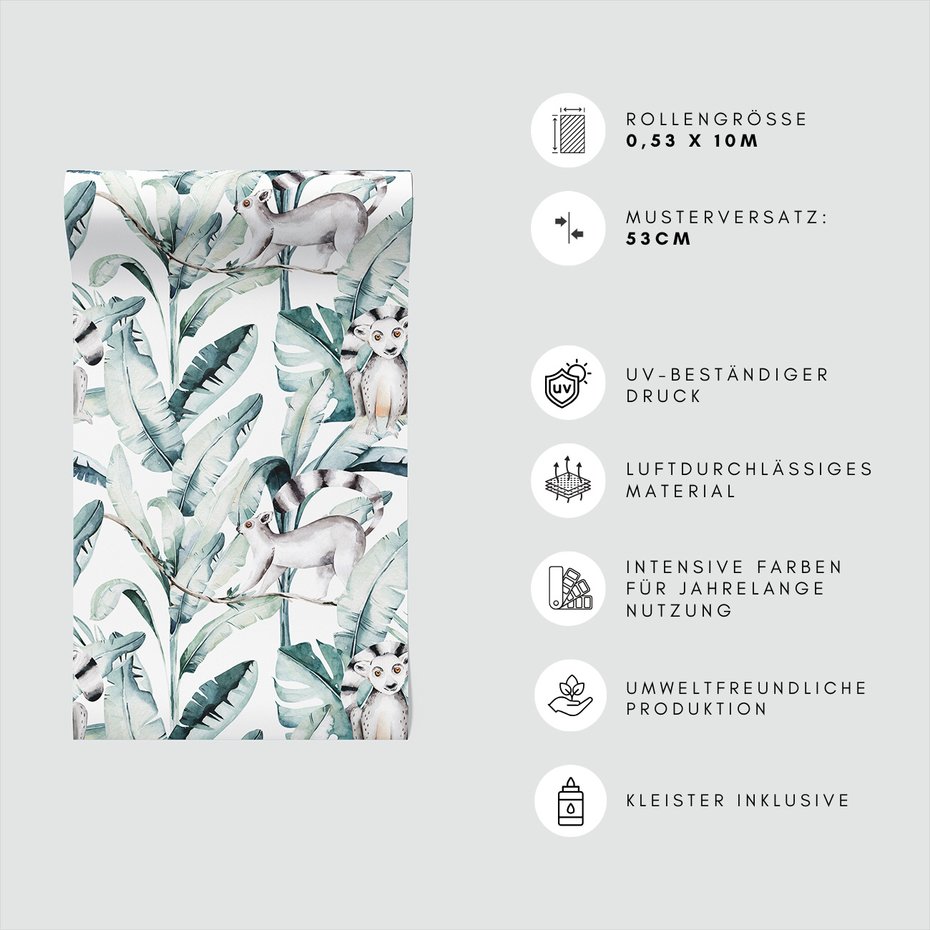 Tapeta - lemur, liście, gałąź