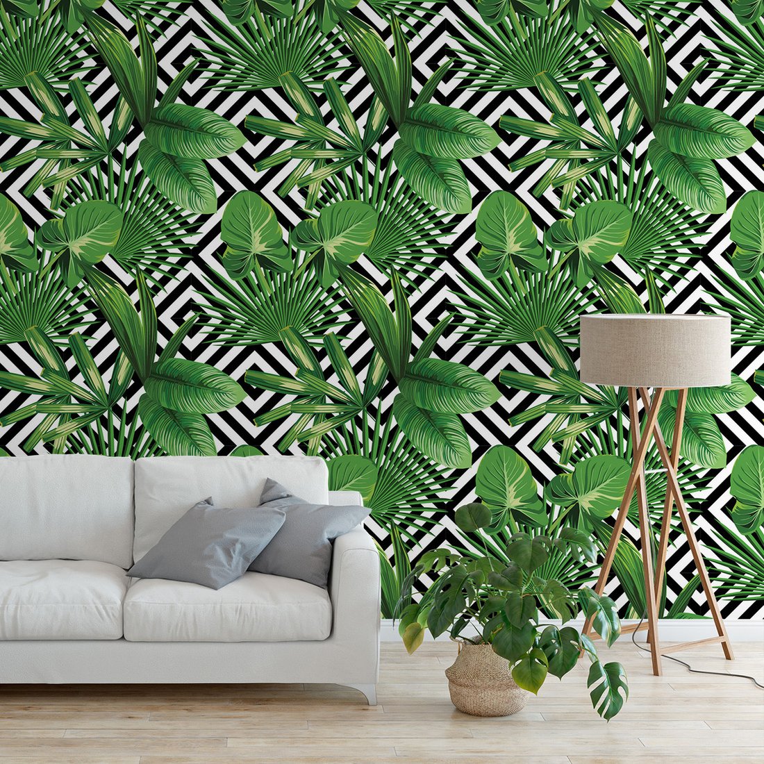 Tapeta - liście, geometria, tło