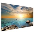 Obraz na płótnie - morze, skały, zachód słońca