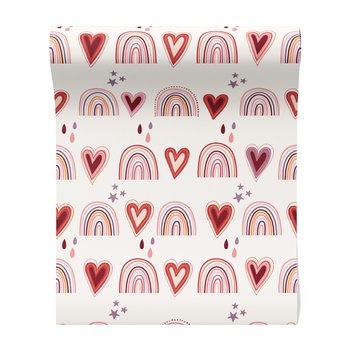 Tapeta - dziecięca, serca, tęcze, gwiazdy