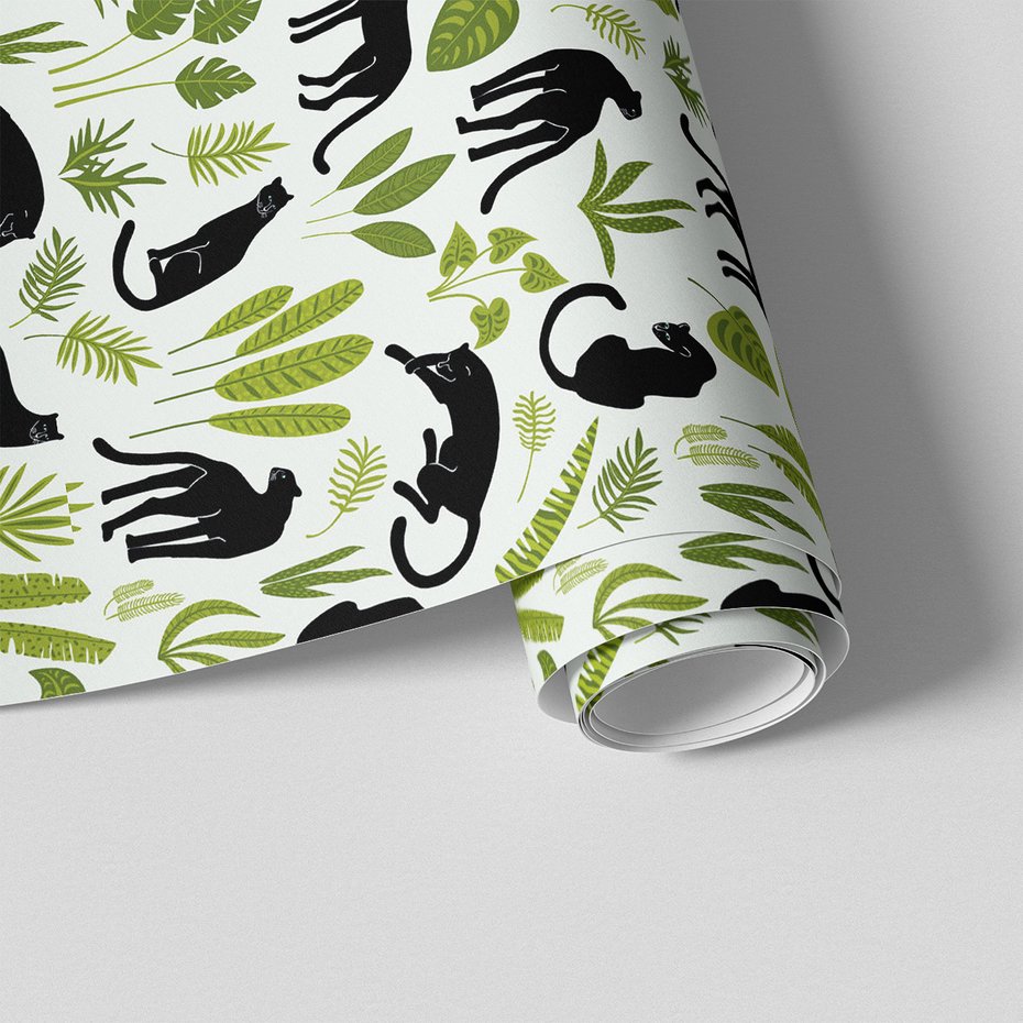 Tapeta - pantery, liście, roślinność