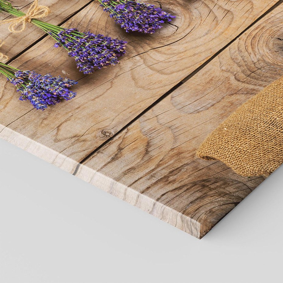 Obraz na płótnie - lawenda, kwiaty, drewno