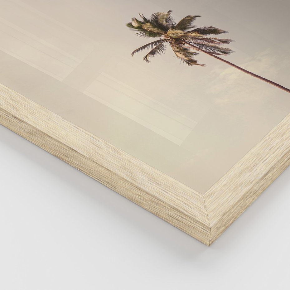 Zestaw obrazy w ramie, plakaty - plaża, morze, palmy - rama drewno