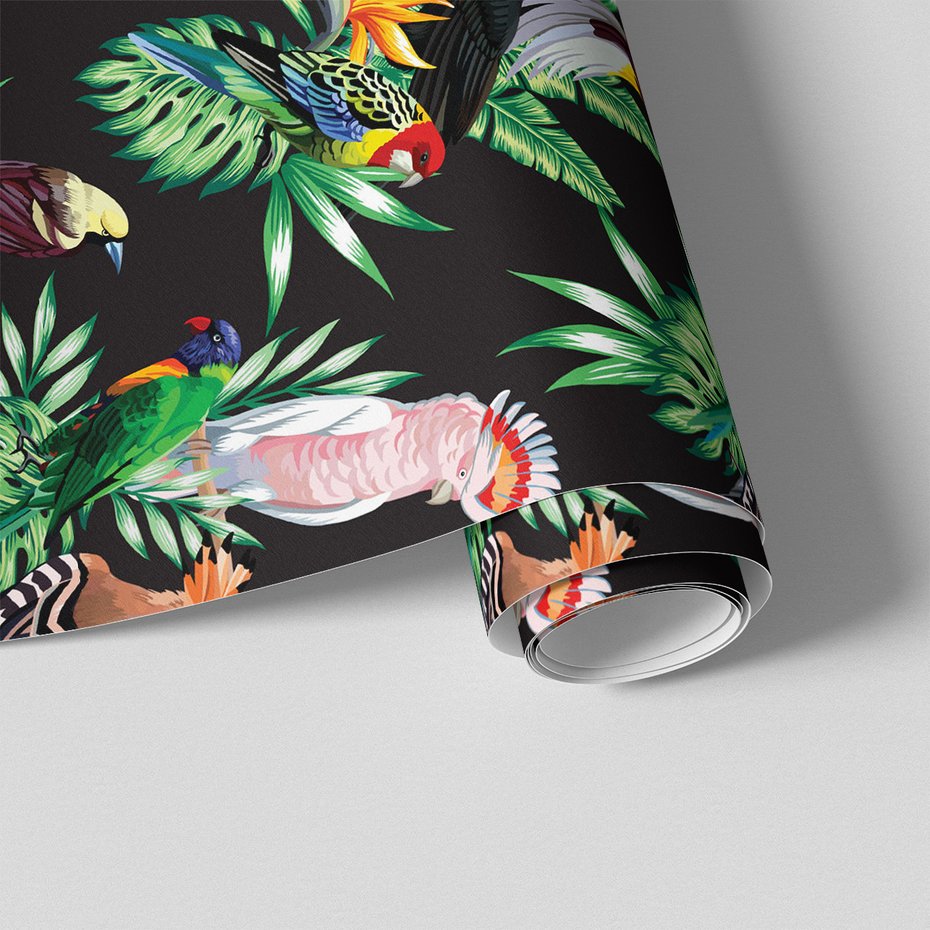 Tapeta - ptaki, liście, tropiki