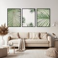 Zestaw obrazy w ramie, plakaty - liście, palmy, tropikalne - rama czarna