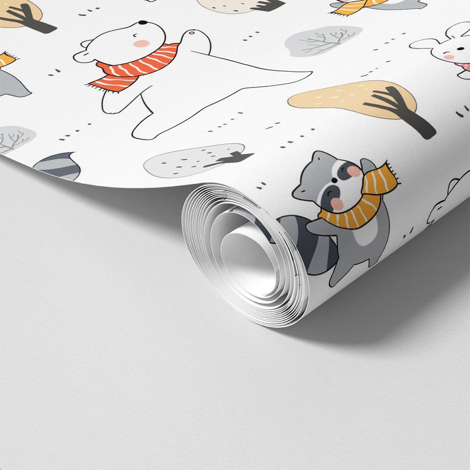 Tapeta - dziecięca, szalik, miś, drzewo