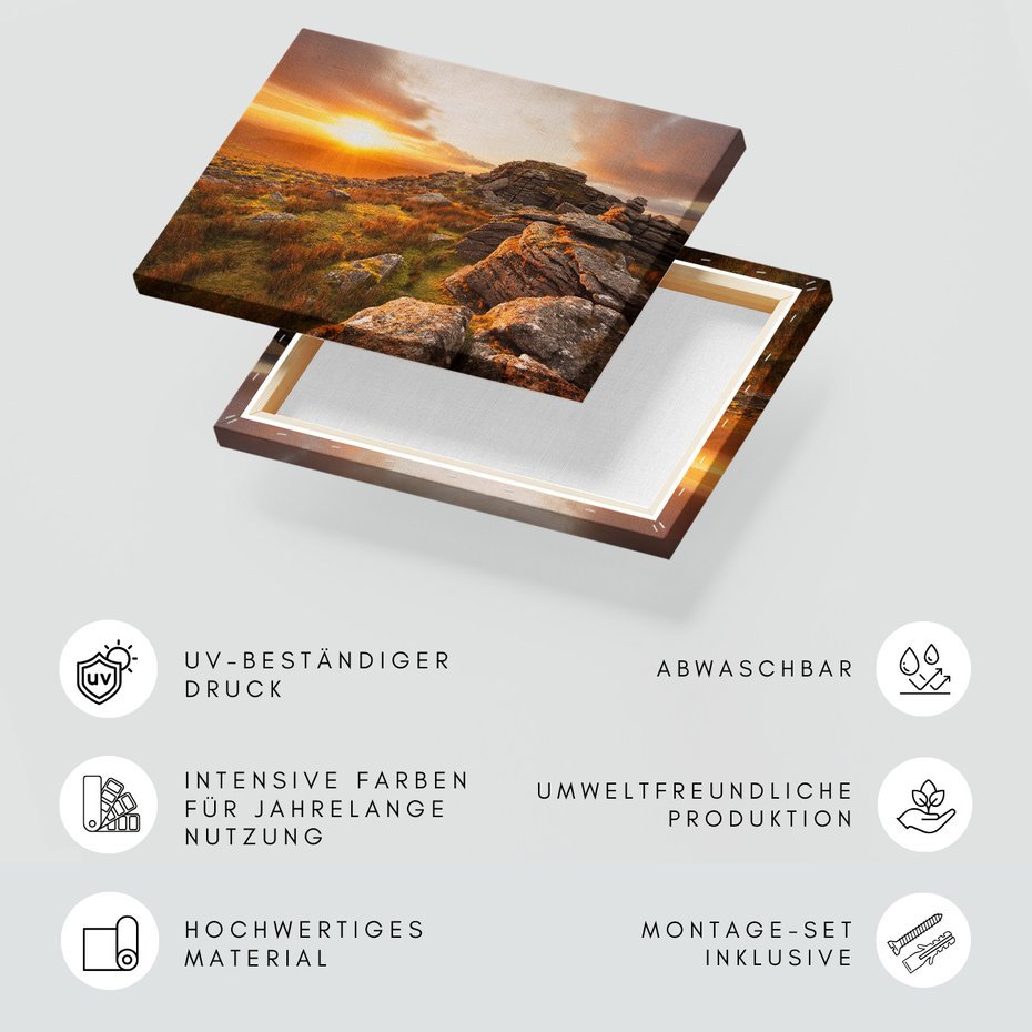 Obraz na płótnie - góry, skały, zachód słońca