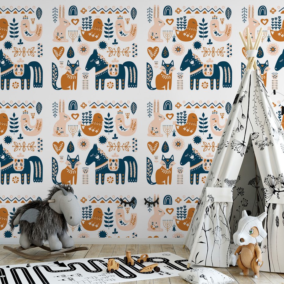 Tapeta - zwierzęta, kwiaty, ornamenty