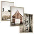 Zestaw obrazy w ramie, plakaty - wieś, dom, drewno - rama drewno