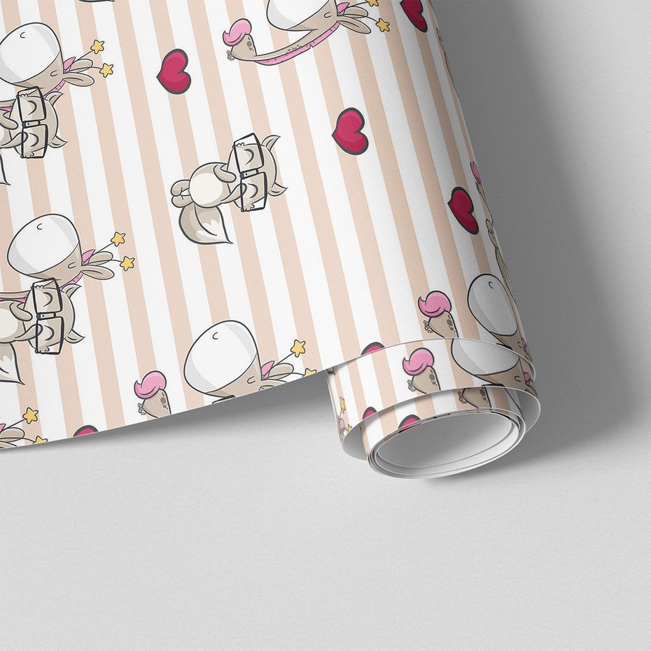 Tapeta - dziecięca, jednorożce, serca, paski